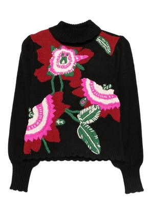 FARM Rio floral-embroidered sweater - Black