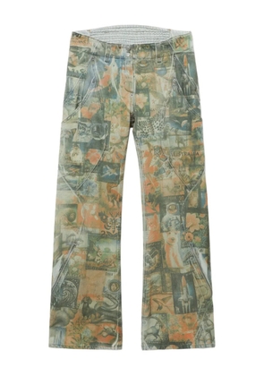 Kiko Kostadinov zip printed jeans - Green