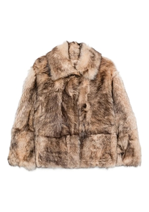 P.A.R.O.S.H. fur leather jacket - Brown