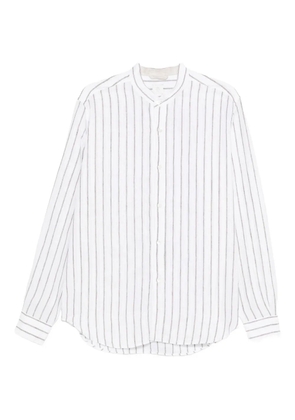Eleventy striped collarless shirt - White
