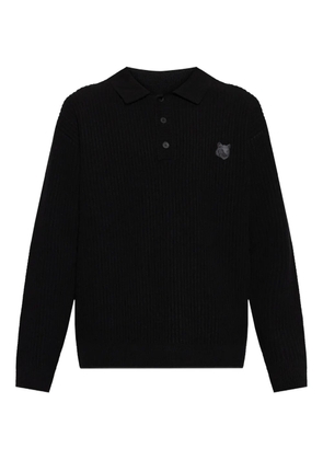 Maison Kitsuné Fox Head-appliqué polo sweater - Black