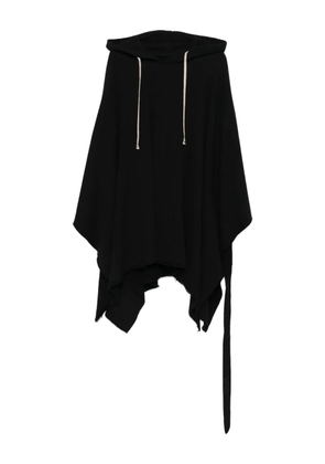 Rick Owens DRKSHDW raw-edge drawstring poncho hoodie - Black