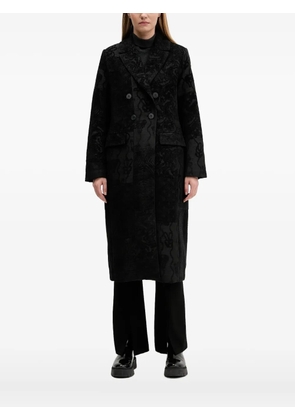 Desigual double-breasted patterned coat - Black