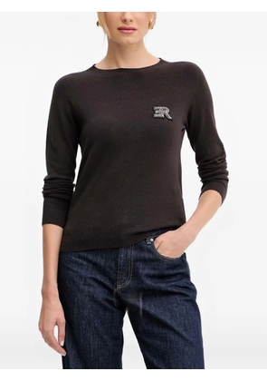 ERMANNO FIRENZE crew-neck logo-appliqué sweater - Brown