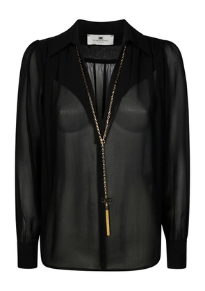 Elisabetta Franchi Georgette buttoned collared shirt - Black