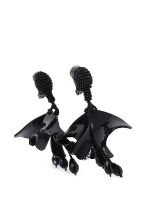 Oscar de la Renta Pre-Owned Impatiens flower clip-on drop earrings - Black