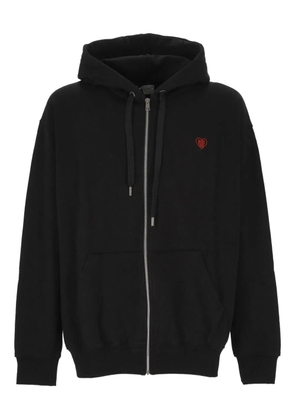 Family First heart-embroidered hoodie - Black