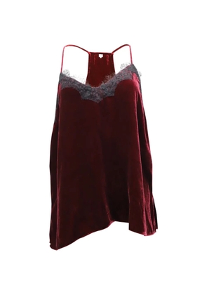 CAMI NYC came lace-trim velvet top - Red