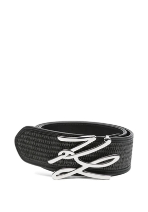 Karl Lagerfeld logo-plaque woven belt - Black