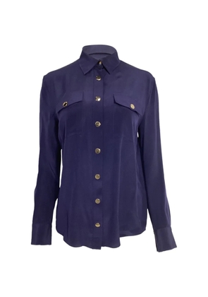 Balmain Pre-Owned Gold-Buttoned Long-Sleeve shirt - Blue