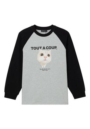 tout a coup cat-print T-shirt - Grey