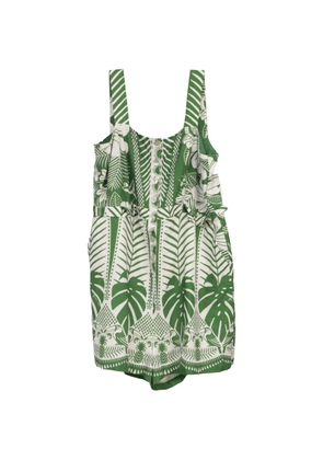 FARM Rio Macaw print linen playsuit - Green