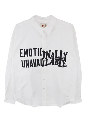 Emotionally Unavailable logo-print shirt - White