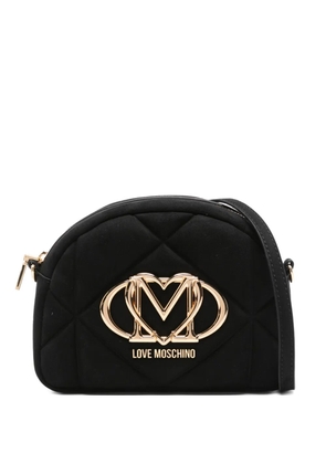 Love Moschino quilted logo-plaque cross body bag - Black