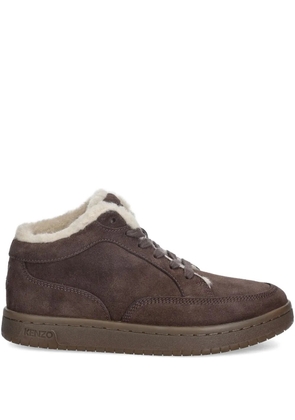 Kenzo shearling-trim leather sneakers - Brown
