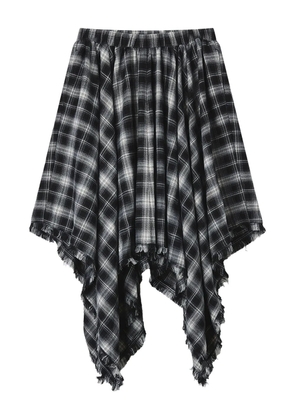 b+ab plaid fringed midi skirt - Black