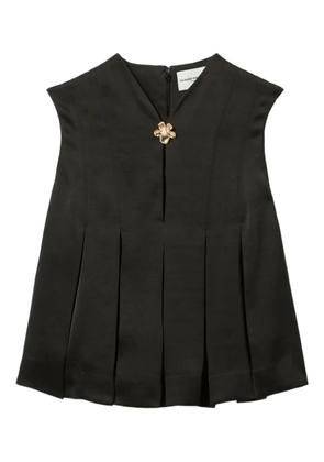 Claudie Pierlot pleated flower-embellished top - Black