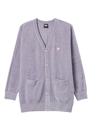 FINGERCROXX heart-embellished button cardigan - Purple