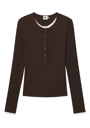 b+ab long-sleeve half-button T-shirt - Brown