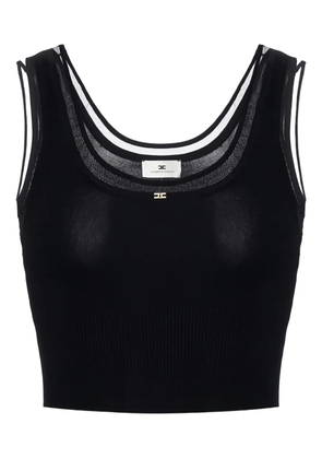Elisabetta Franchi ribbed jewel-logo crop top - Black
