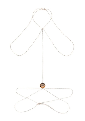 Chloé stone-pendant brass body chain - Gold