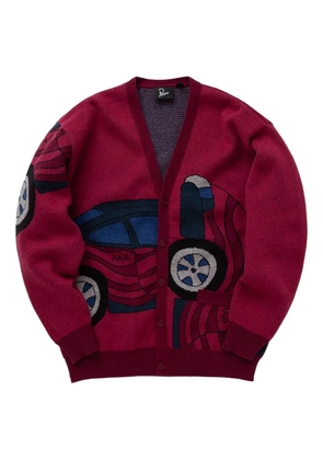 BY PARRA car-intarsia knitted cardigan - Red