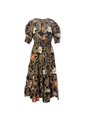 Ulla Johnson Floral print shirred midi dress - Black