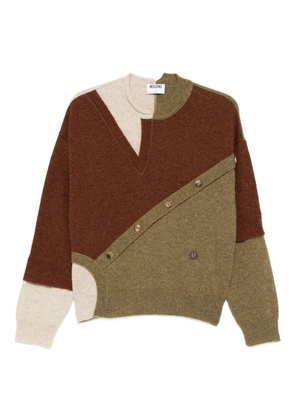 Moschino colour-block button-detail sweater - Green