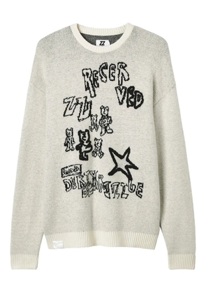 izzue graphic-print crew-neck sweater - Neutrals