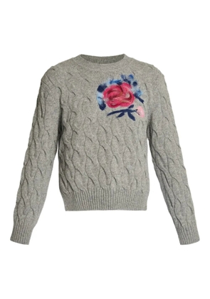 ERDEM cable-knit flower-embellishment sweater - Grey