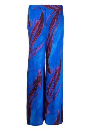 Louisa Ballou abstract-print wide-leg trousers - Blue