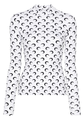 Marine Serre moon-print mock-neck T-shirt - White