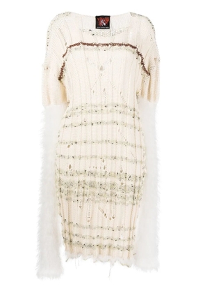 VITELLI multi-knit midi jumper dress - Neutrals