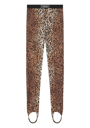Versace leopard-print stirrup leggings - Blue