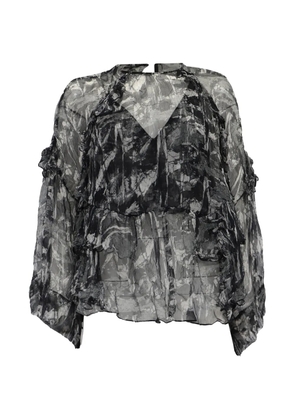 IRO ruffled printed blouse - Black