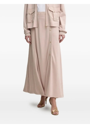 LIU JO pleated button-detailing midi A-line skirt - Neutrals