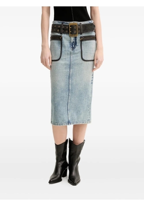 Miss Sixty zip-detail belted midi skirt - Blue