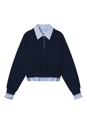 b+ab collared zip top - Blue