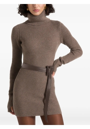 Manière De Voir Kalia turtleneck belted knitted mini dress - Brown