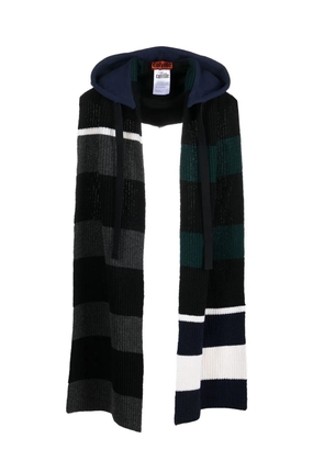 colville stripe-pattern wool scarf hoodie - Blue