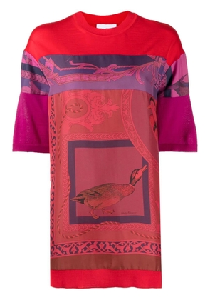 Ferragamo heritage-print long T-shirt - Red