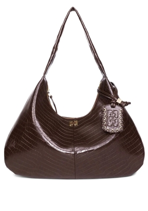 GANNI crocodile-embossed shoulder bag - Brown