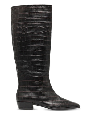 Copenhagen pointed-toe crocodile-effect knee-high boots - Brown