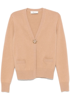 Blumarine brooch-detail cardigan - Brown