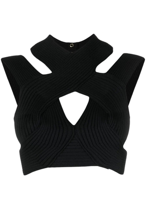 Balmain cut-out ribbed cropped top - Black