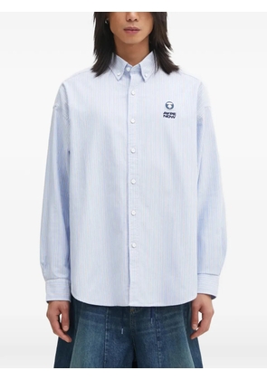 AAPE BY *A BATHING APE® striped-pattern logo-patch shirt - Blue