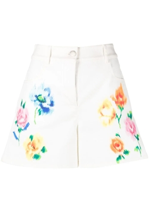 Boutique Moschino floral-print denim shorts - White