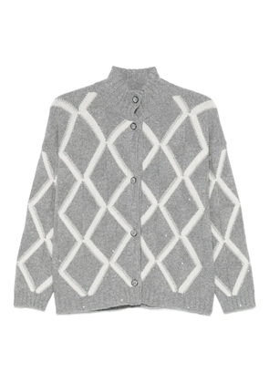 Gran Sasso diamond-pattern button-fastening cardigan - Grey