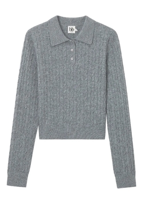 b+ab cable-knit buttoned polo top - Grey
