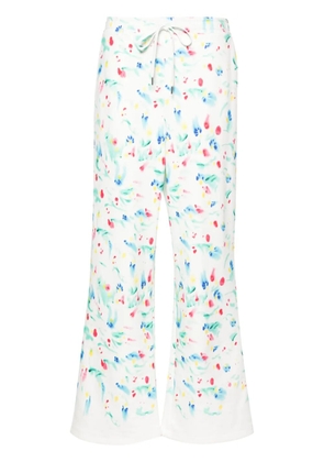 Marni floral-print cotton track pants - White